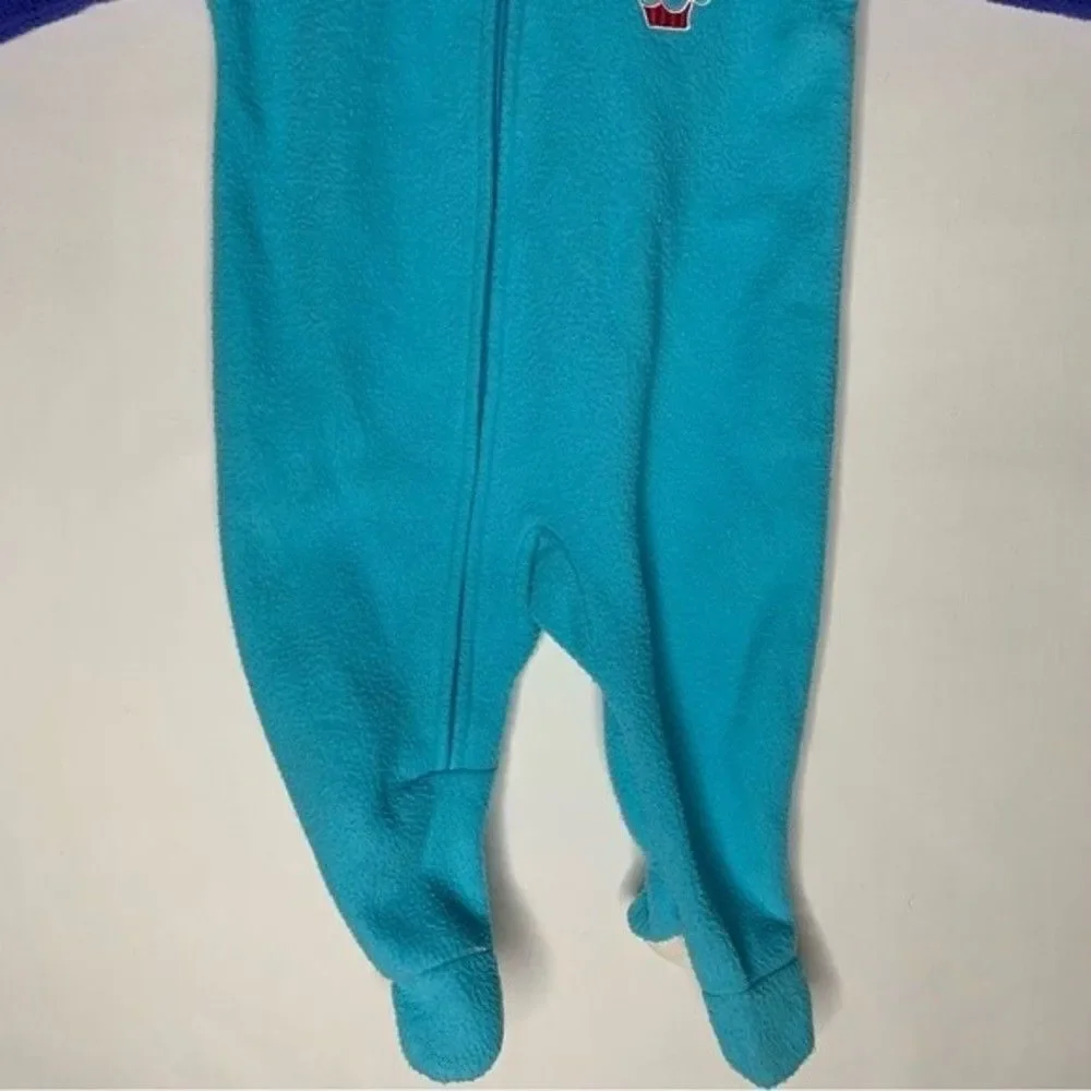 5/$15 Gerber Purple Blue Cupcake‎ Embroidered Full Zip Footed One Piece Pajamas